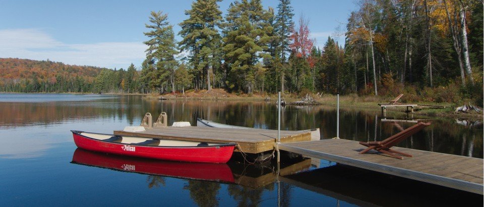 Canoes and dock  in Algonquin Park