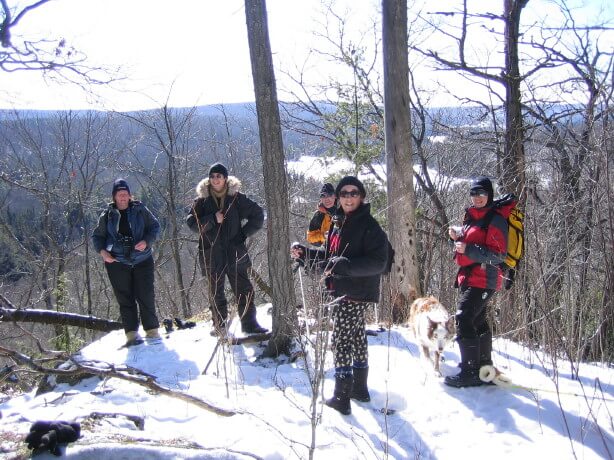 Photo of a Small Group Snowshoeing inside Algonquin Park.